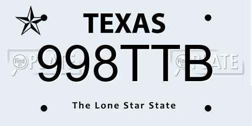 998TTB Texas License Plate