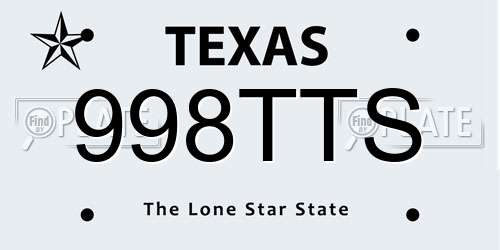998TTS Texas License Plate