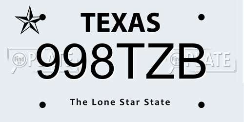 998TZB Texas License Plate