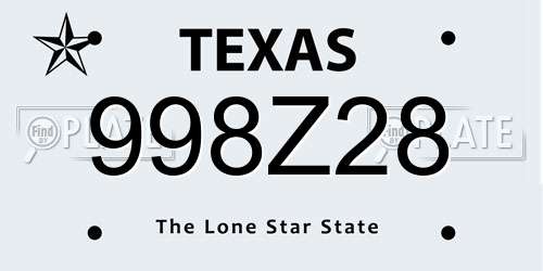998Z28 Texas License Plate