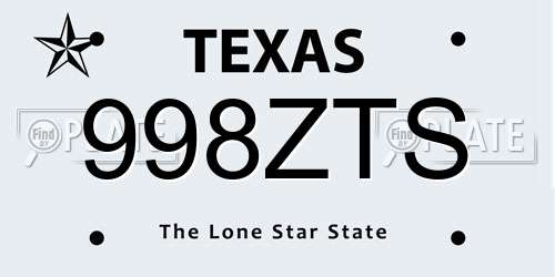 998ZTS Texas License Plate