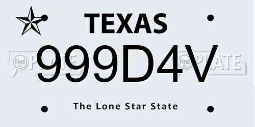 999D4V Texas License Plate