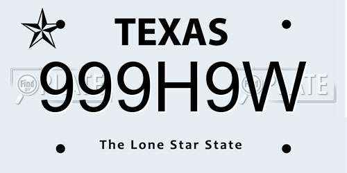 999H9W Texas License Plate