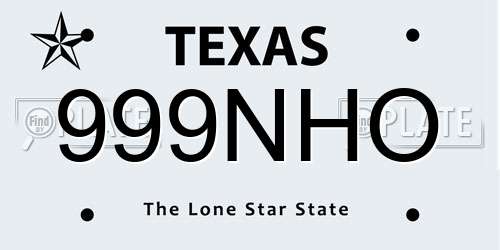 999NHO Texas License Plate