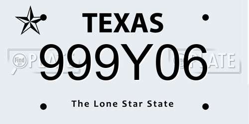 999Y06 Texas License Plate