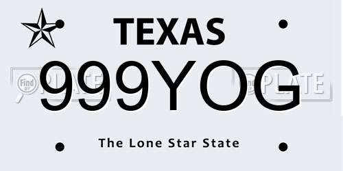 999YOG Texas License Plate