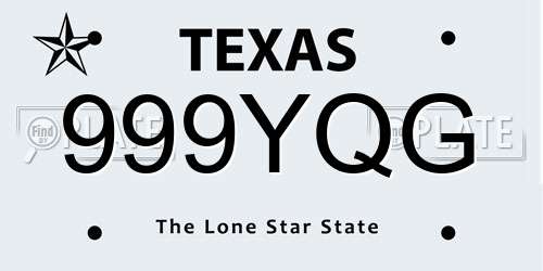 999YQG Texas License Plate