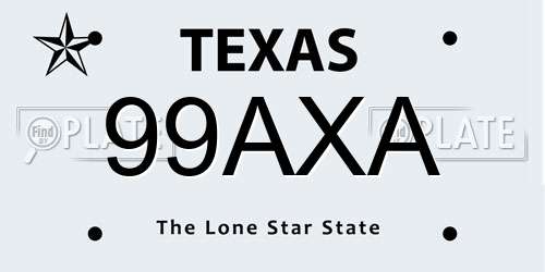 99AXA Texas License Plate