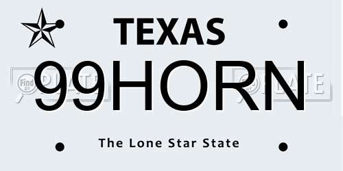 99HORN Texas License Plate