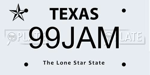 99JAM Texas License Plate