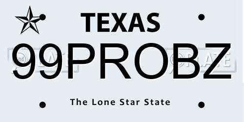 99PROBZ Texas License Plate