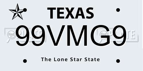 99VMG9 Texas License Plate