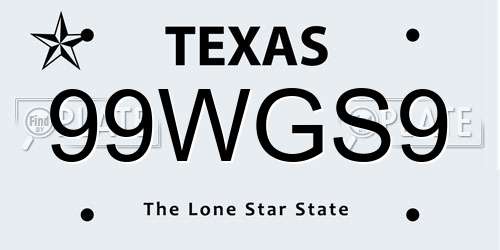 99WGS9 Texas License Plate