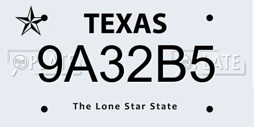 9A32B5 Texas License Plate