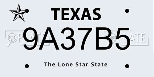 9A37B5 Texas License Plate