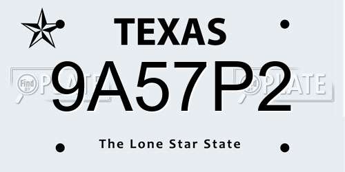 9A57P2 Texas License Plate