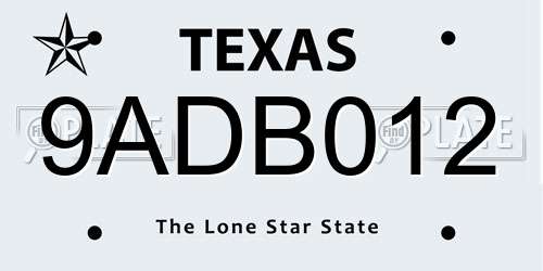 9ADB012 Texas License Plate
