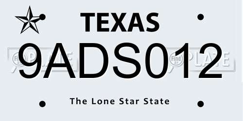 9ADS012 Texas License Plate