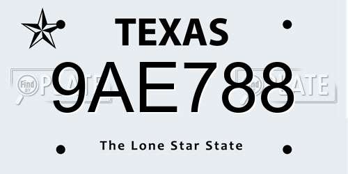 9AE788 Texas License Plate