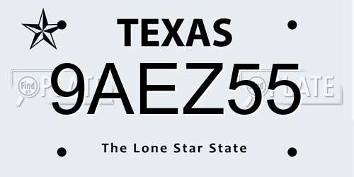 9AEZ55 Texas License Plate