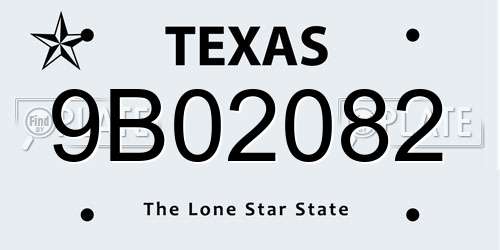 9B02082 Texas License Plate