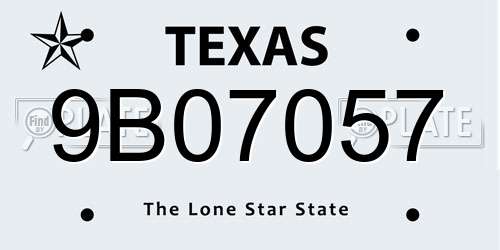 9B07057 Texas License Plate