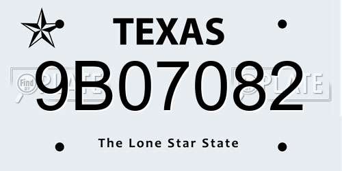 9B07082 Texas License Plate
