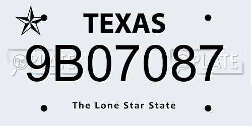 9B07087 Texas License Plate