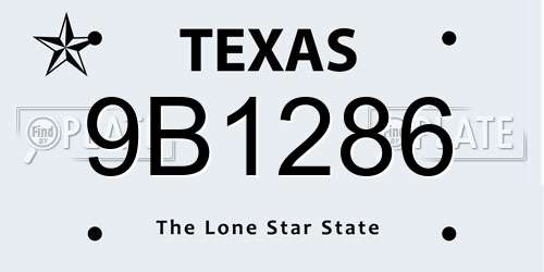 9B1286 Texas License Plate