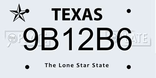9B12B6 Texas License Plate