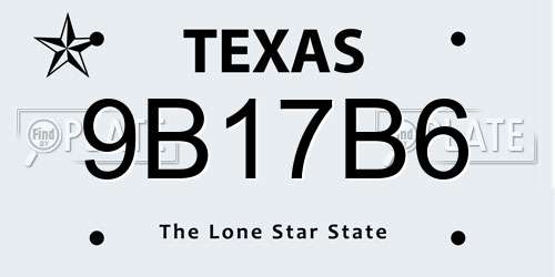9B17B6 Texas License Plate