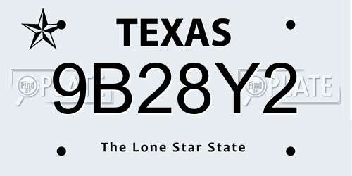 9B28Y2 Texas License Plate