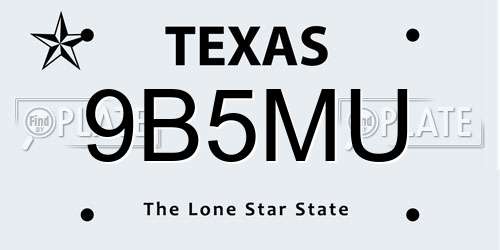 9B5MU Texas License Plate