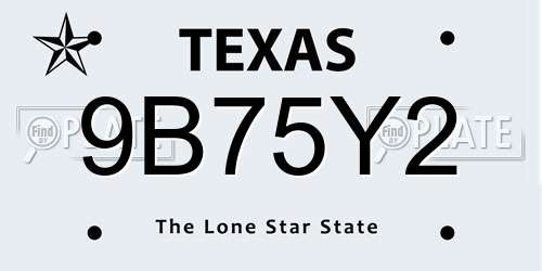 9B75Y2 Texas License Plate
