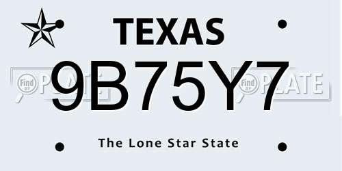 9B75Y7 Texas License Plate