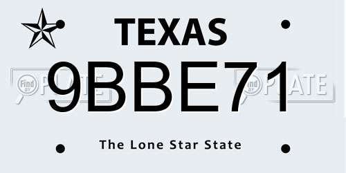 9BBE71 Texas License Plate