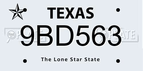 9BD563 Texas License Plate