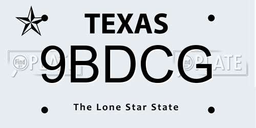 9BDCG Texas License Plate