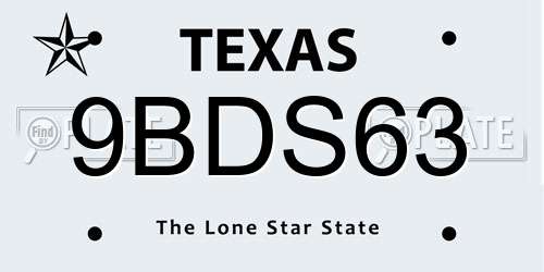 9BDS63 Texas License Plate
