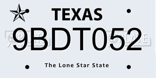 9BDT052 Texas License Plate