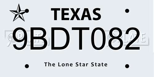 9BDT082 Texas License Plate