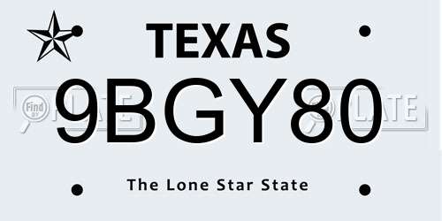 9BGY80 Texas License Plate