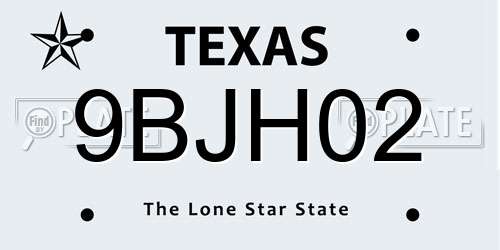 9BJH02 Texas License Plate