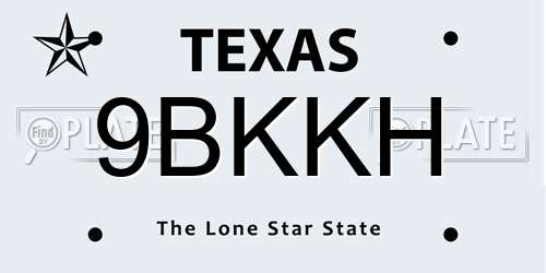 9BKKH Texas License Plate