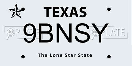 9BNSY Texas License Plate
