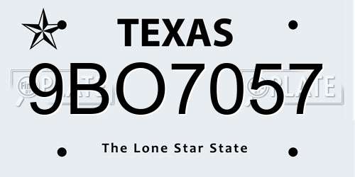 9BO7057 Texas License Plate