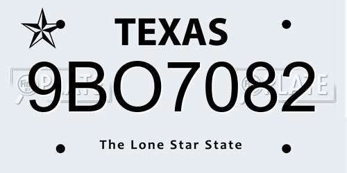 9BO7082 Texas License Plate