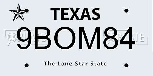 9BOM84 Texas License Plate