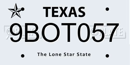 9BOT057 Texas License Plate
