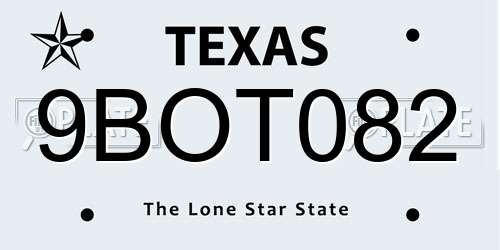9BOT082 Texas License Plate